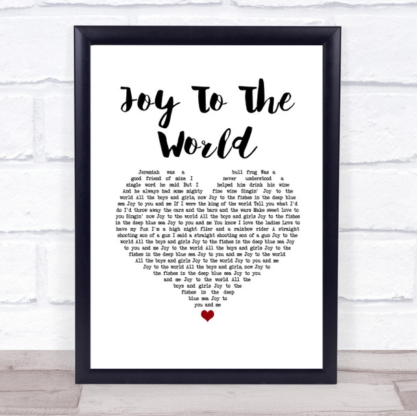 Three Dog Night Joy To The World White Heart Song Lyric Print