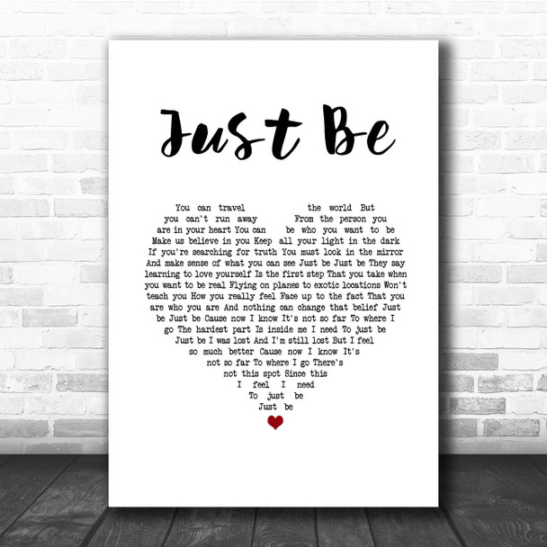 Tiesto Just Be White Heart Song Lyric Print