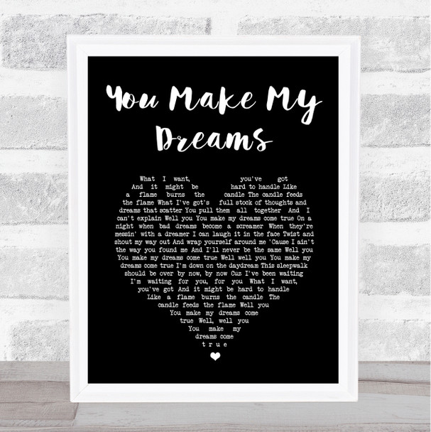 Tim Halperin You Make My Dreams Black Heart Song Lyric Print