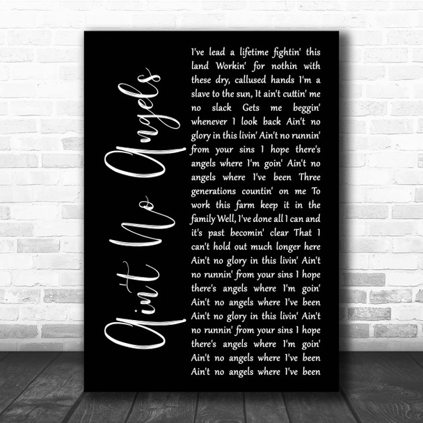 Tim McGraw Ain't No Angels Black Script Song Lyric Print