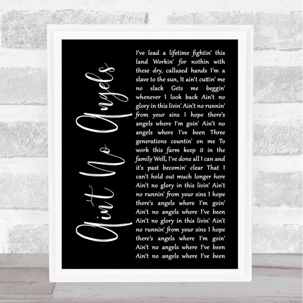 Tim McGraw Ain't No Angels Black Script Song Lyric Print