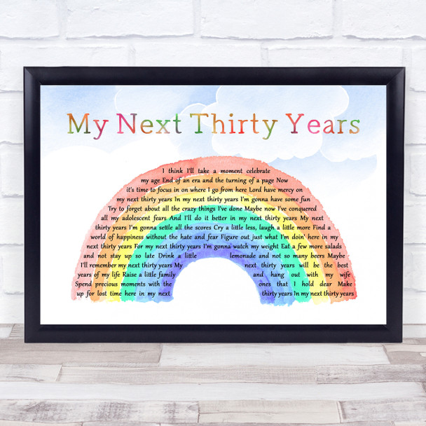 Tim McGraw My Next Thirty Years Watercolour Rainbow & Clouds Song Lyric Print