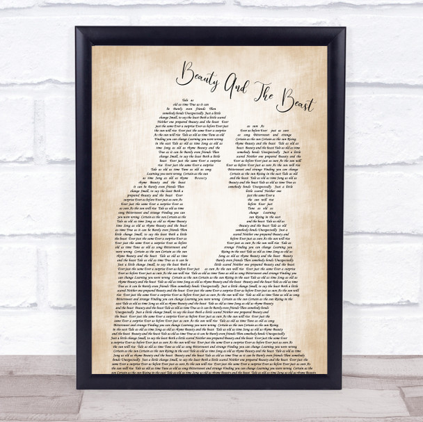 Celine Dione Beauty And The Beast Man Lady Bride Groom Wedding Song Lyric Music Wall Art Print