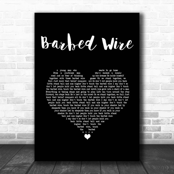 Tom Grennan Barbed Wire Black Heart Song Lyric Print