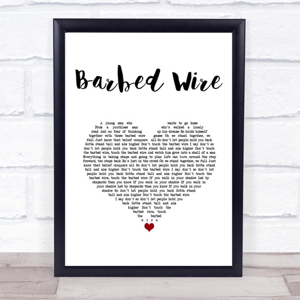 Tom Grennan Barbed Wire White Heart Song Lyric Print