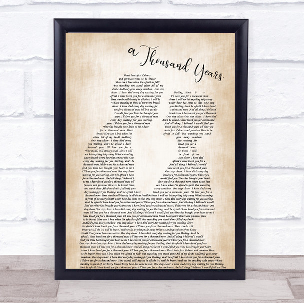Christina Perri A Thousand Years Song Lyric Man Lady Bride Groom Wedding Music Wall Art Print