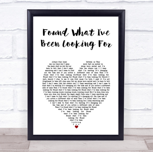 Tom Grennan Found What I've Been Looking For White Heart Song Lyric Print