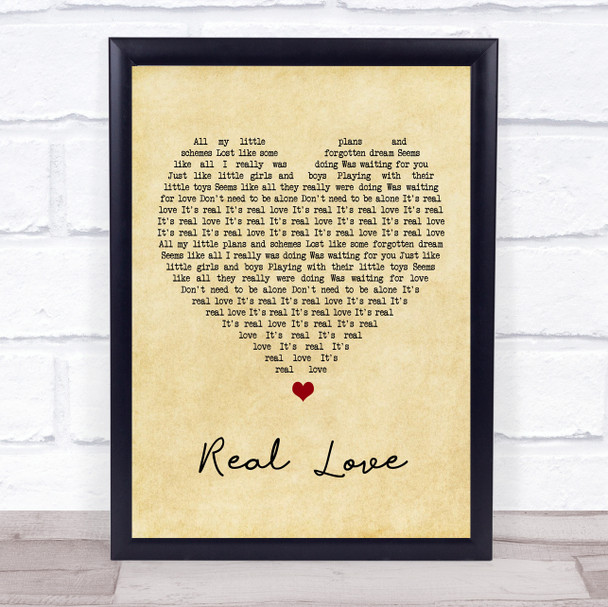 Tom Odell Real Love Vintage Heart Song Lyric Print