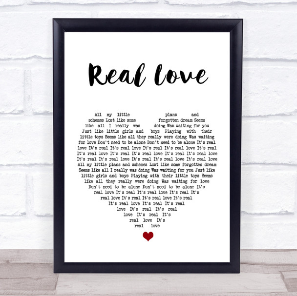Tom Odell Real Love White Heart Song Lyric Print