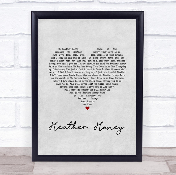 Tommy Roe Heather Honey Grey Heart Song Lyric Print