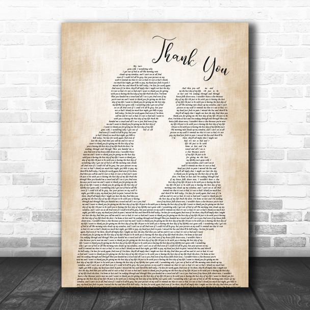 Dido Thank You Man Lady Bride Groom Wedding Song Lyric Music Wall Art Print