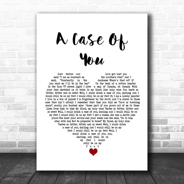 Tori Amos A Case Of You White Heart Song Lyric Print