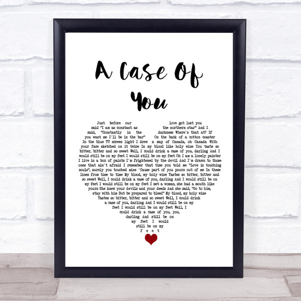 Tori Amos A Case Of You White Heart Song Lyric Print