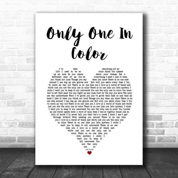 Trapt Only One In Color White Heart Song Lyric Print