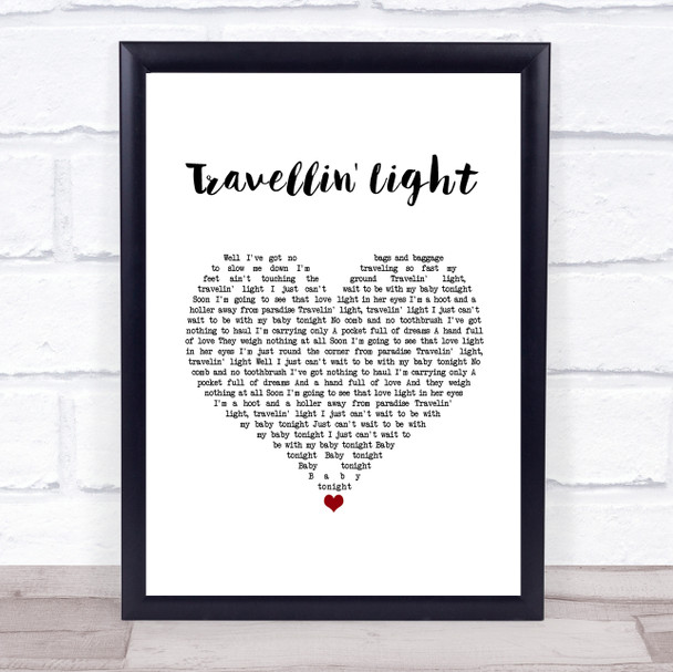 Travellin' Light Cliff Richard White Heart Song Lyric Print