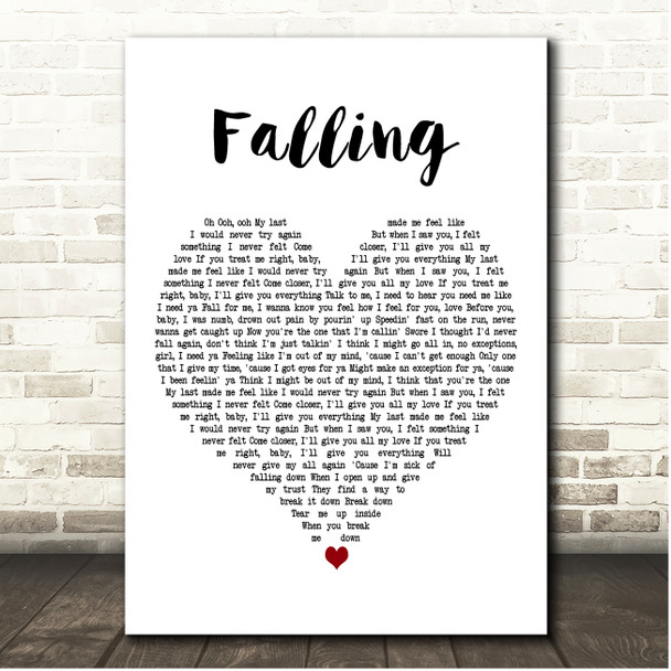 Trevor Daniel Falling White Heart Song Lyric Print