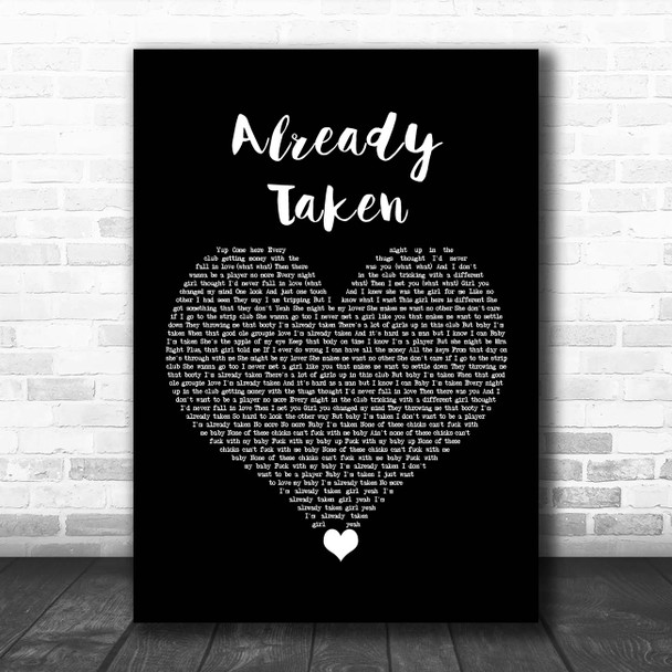 Trey Songz Already Taken Black Heart Song Lyric Print