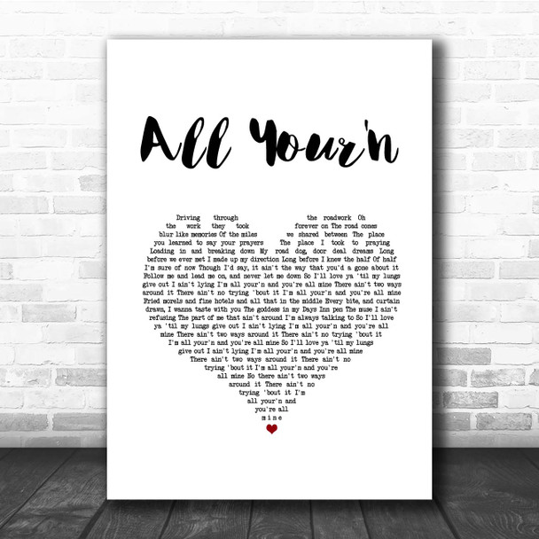 Tyler Childers All Your'n White Heart Song Lyric Print