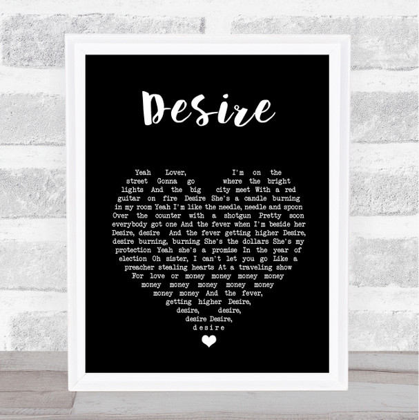 U2 Desire Black Heart Song Lyric Print