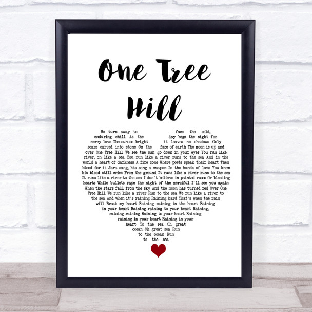 U2 One Tree Hill White Heart Song Lyric Print