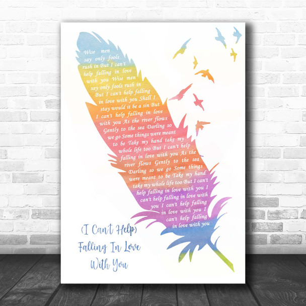 UB40 (I Can't Help) Falling In Love With You Watercolour Feather & Birds Song Lyric Print
