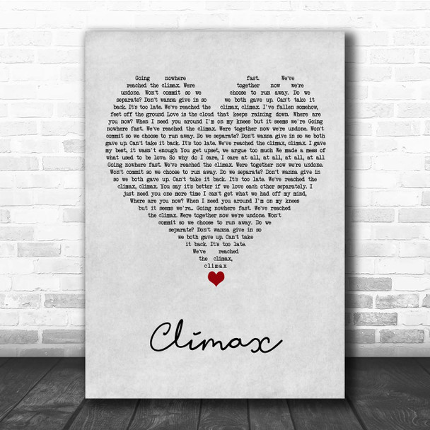 Usher Climax Grey Heart Song Lyric Print