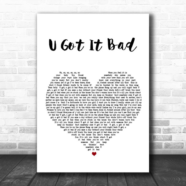 Usher U Got It Bad White Heart Song Lyric Print