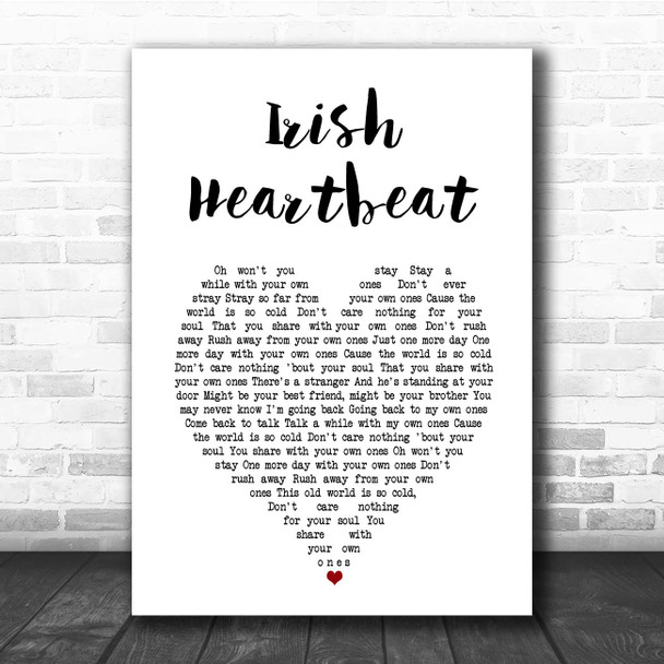 Van Morrison Irish Heartbeat White Heart Song Lyric Print