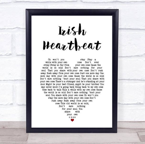 Van Morrison Irish Heartbeat White Heart Song Lyric Print