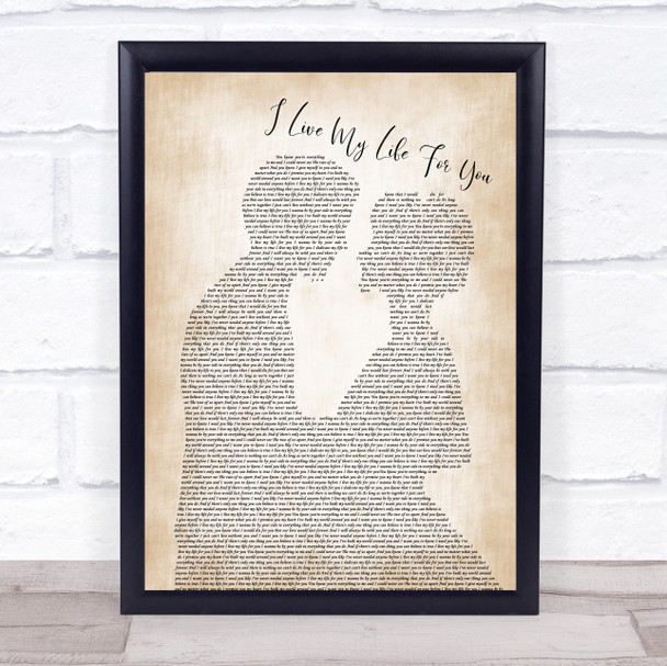 Firehouse I Live My Life For You Man Lady Bride Groom Wedding Song Lyric Music Wall Art Print