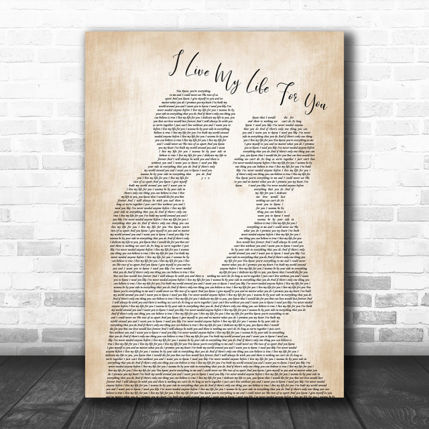 Firehouse I Live My Life For You Man Lady Bride Groom Wedding Song Lyric Music Wall Art Print