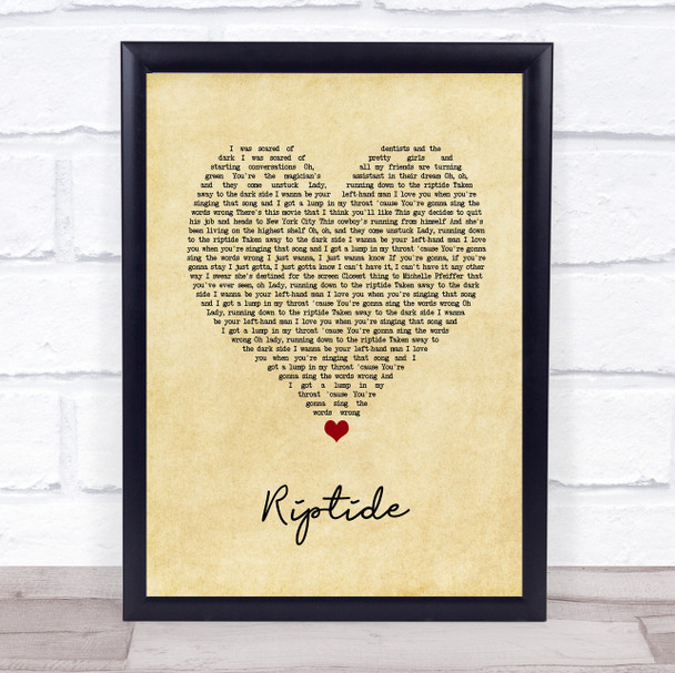 Vance Joy Riptide Vintage Heart Song Lyric Print