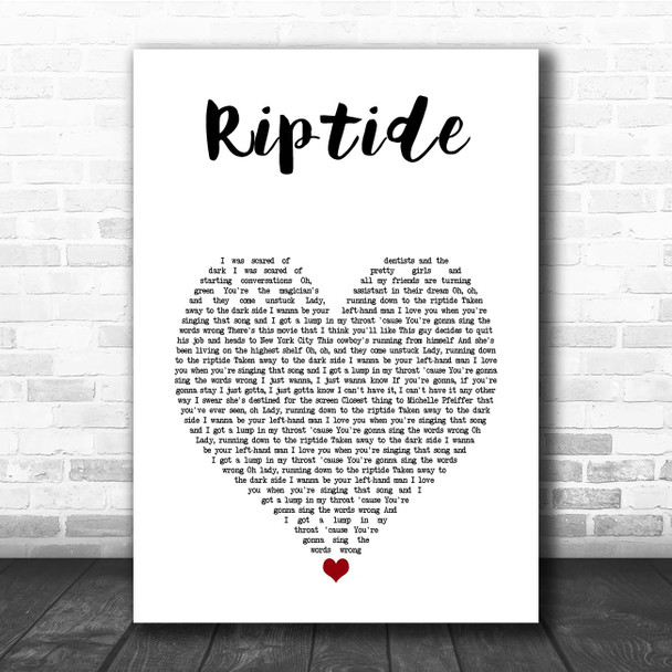 Vance Joy Riptide White Heart Song Lyric Print