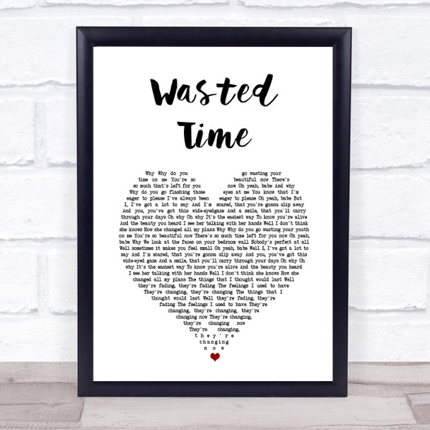 Vance Joy Wasted Time White Heart Song Lyric Print