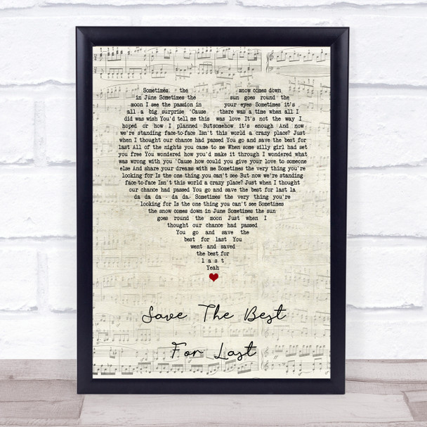 Vanessa Williams Save The Best For Last Script Heart Song Lyric Print