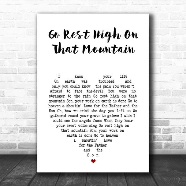 Vince Gill Go Rest High On That Mountain White Heart Song Lyric Print