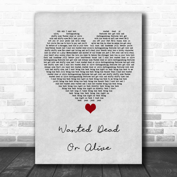 Voices of East Harlem Wanted Dead Or Alive Grey Heart Song Lyric Print