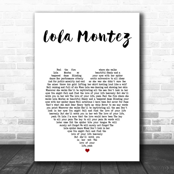 Volbeat Lola Montez White Heart Song Lyric Print