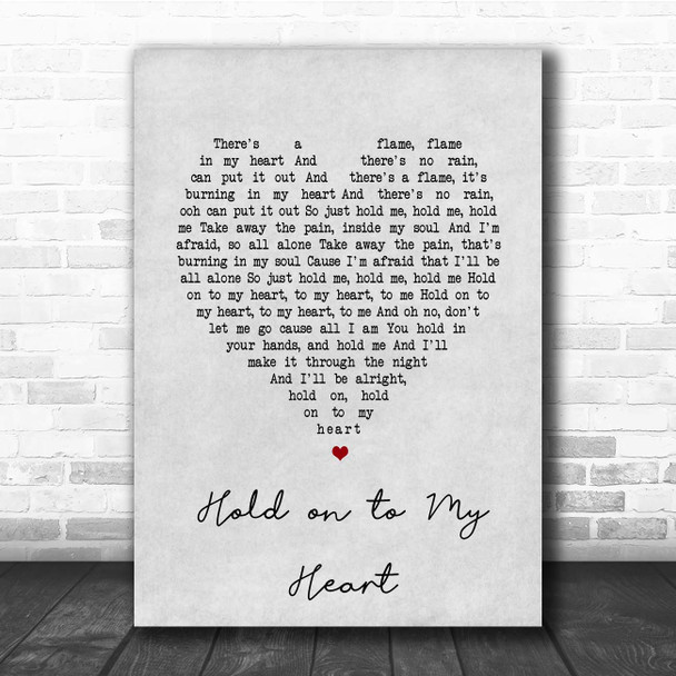 W.A.S.P. Hold on to My Heart Grey Heart Song Lyric Print