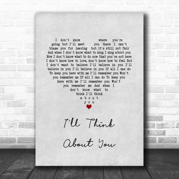 We Are Messengers I'll Think About You Grey Heart Song Lyric Print