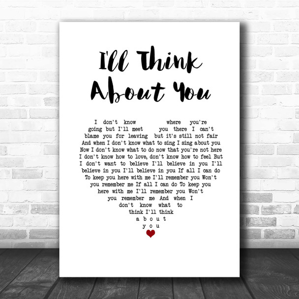 We Are Messengers I'll Think About You White Heart Song Lyric Print