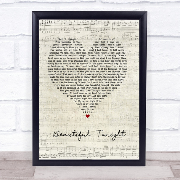 Westlife Beautiful Tonight Script Heart Song Lyric Print