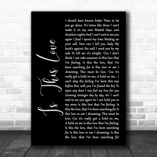 Whitesnake Is This Love Black Script Song Lyric Print