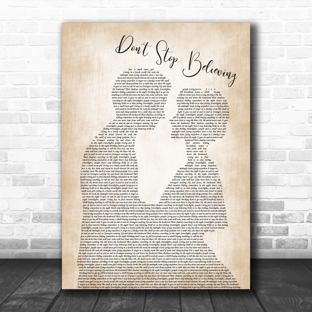 Journey Don't Stop Believing Man Lady Bride Groom Wedding Song Lyric Music Wall Art Print