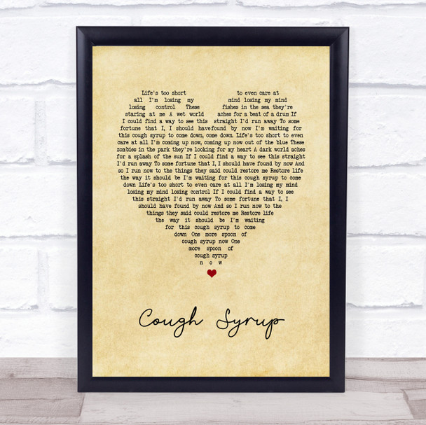 Young The Giant Cough Syrup Vintage Heart Song Lyric Print