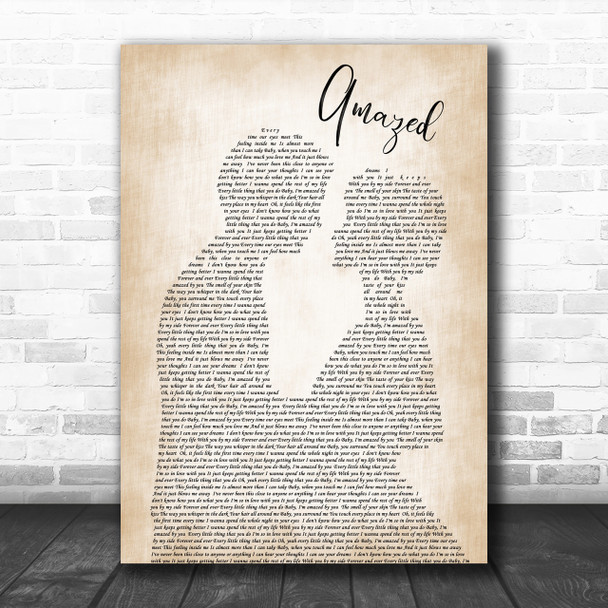 Lonestar Amazed Song Lyric Man Lady Bride Groom Wedding Music Wall Art Print