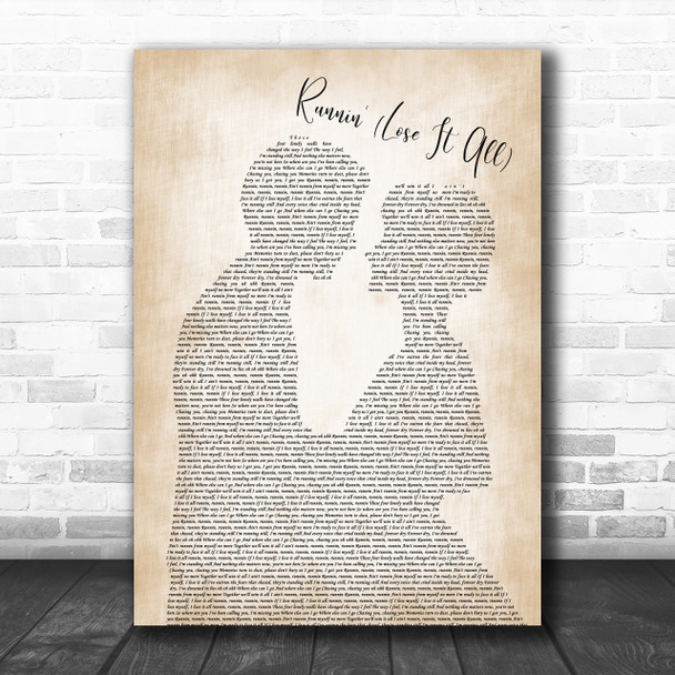 Naughty Boy Runnin' (Lose It All) Man Lady Bride Groom Wedding Song Lyric Music Wall Art Print