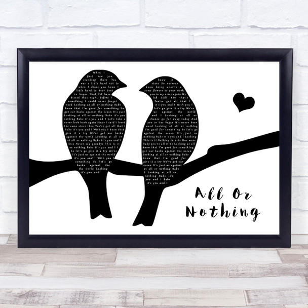 Theory Of A Deadman All Or Nothing Lovebirds Black & White Song Lyric Music Art Print