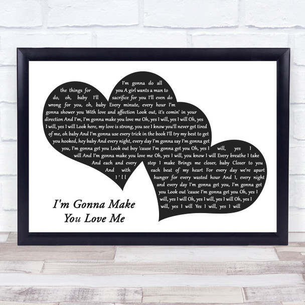 Diana Ross, The Temptations I'm Gonna Make You Love Me Landscape Black & White Two Hearts Song Lyric Music Art Print