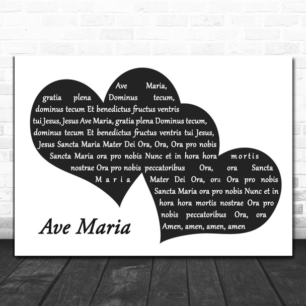 Katherine Jenkins Ave Maria Landscape Black & White Two Hearts Song Lyric Music Art Print